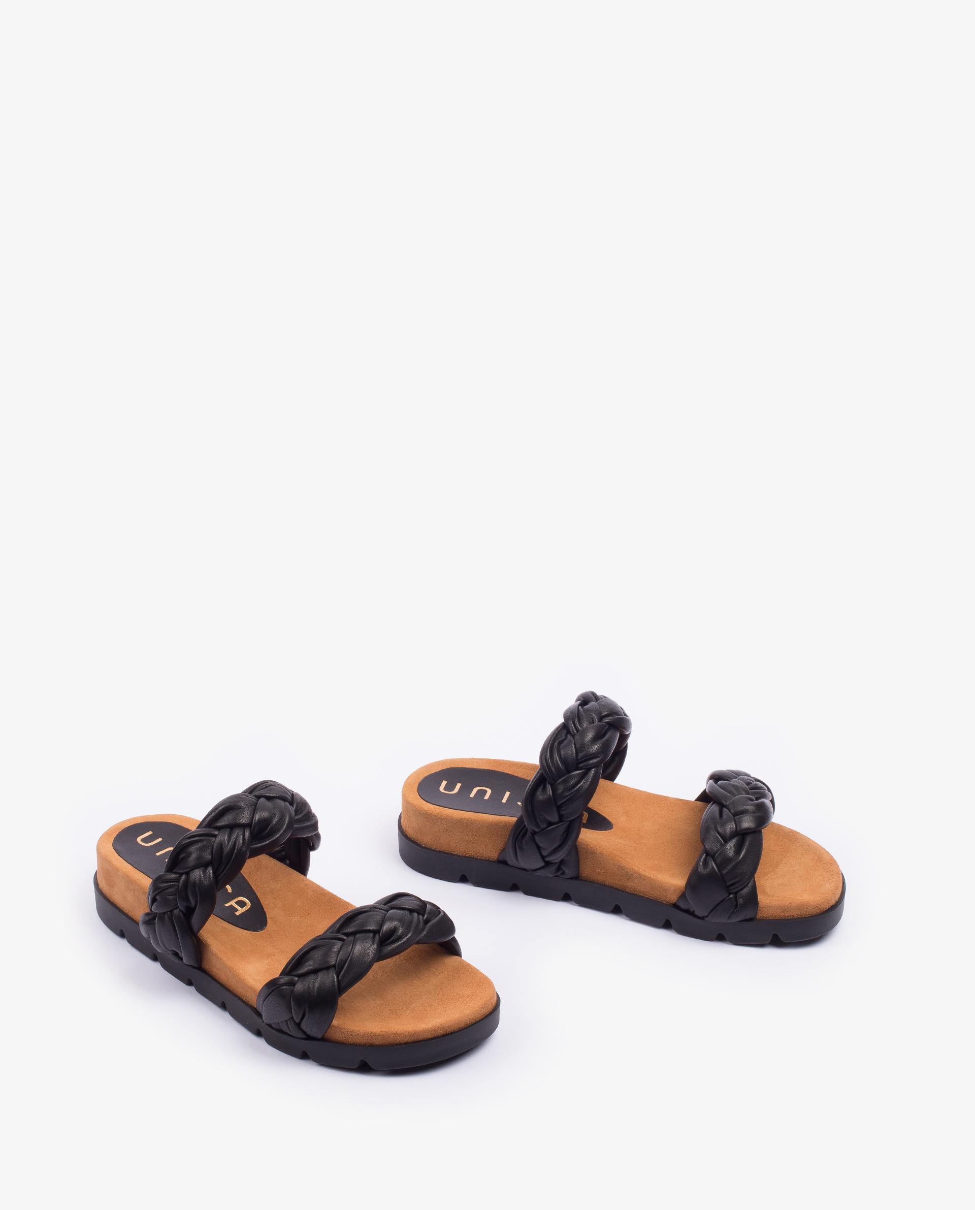 UNISA Flat leather sandals with braided straps CAIRO_NS 5