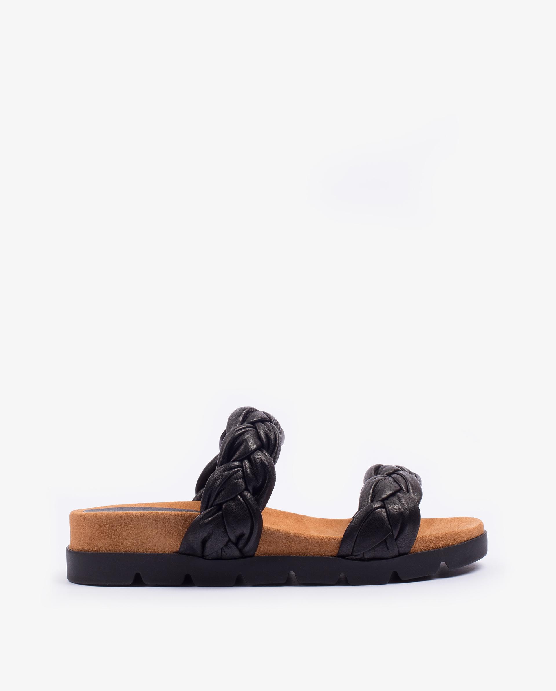 UNISA Flat leather sandals with braided straps CAIRO_NS 5