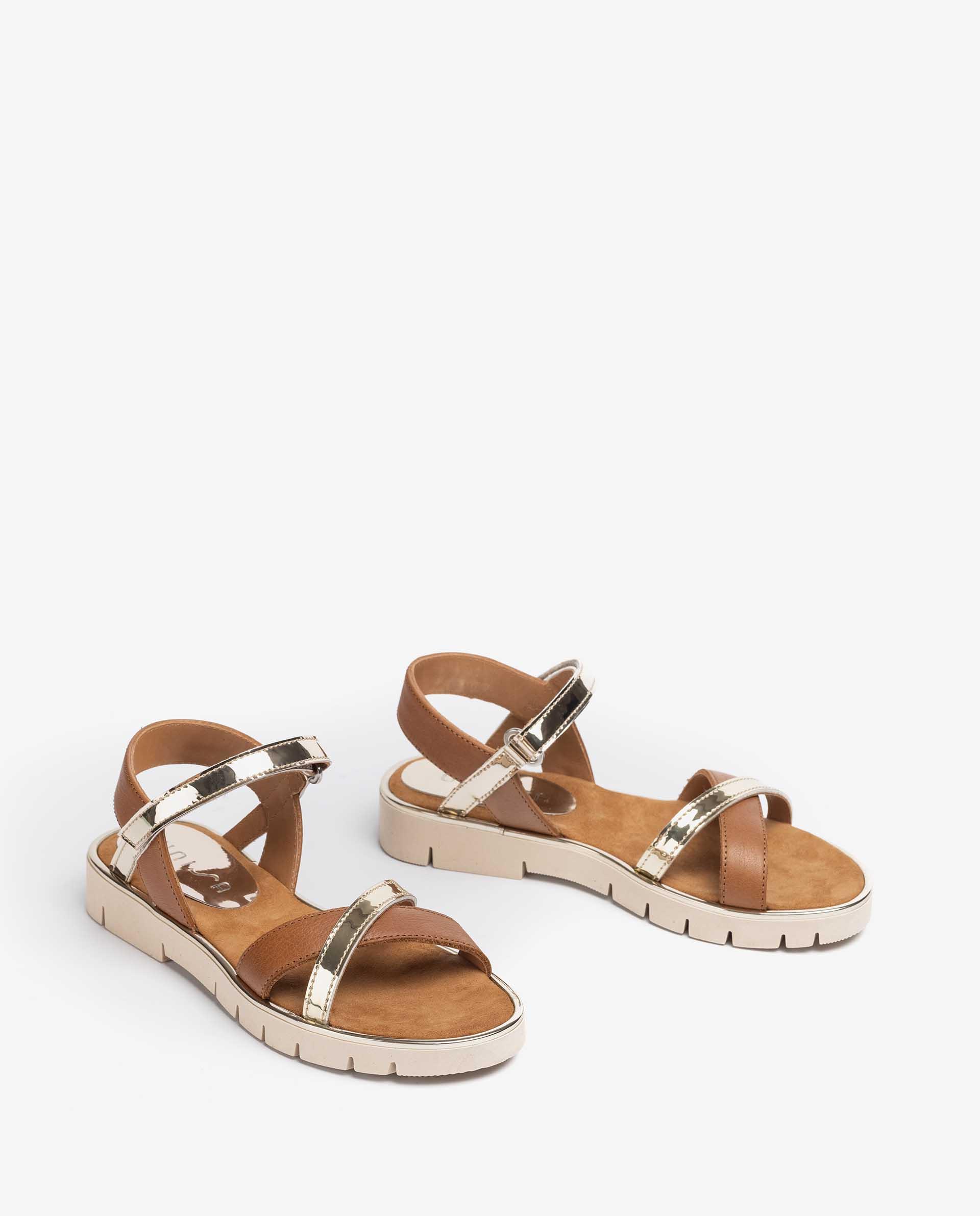 UNISA Little girl´s sandal in leather and mirror efect fabric NEVIN_SP_VA 5
