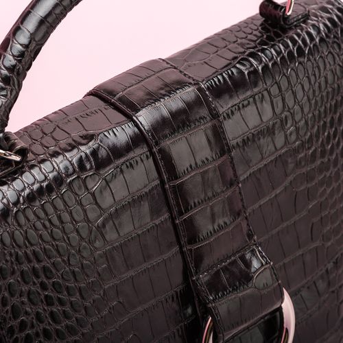 UNISA Engraved leather handbag ZGUISO_SR carbon 2