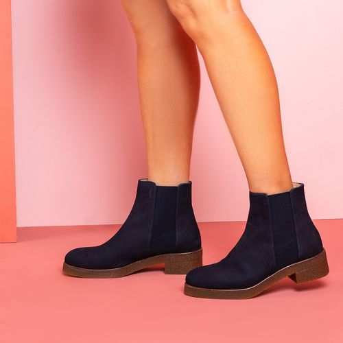 UNISA Soft leather Chelsea booties DESTRA_F19_BLU abyss 2