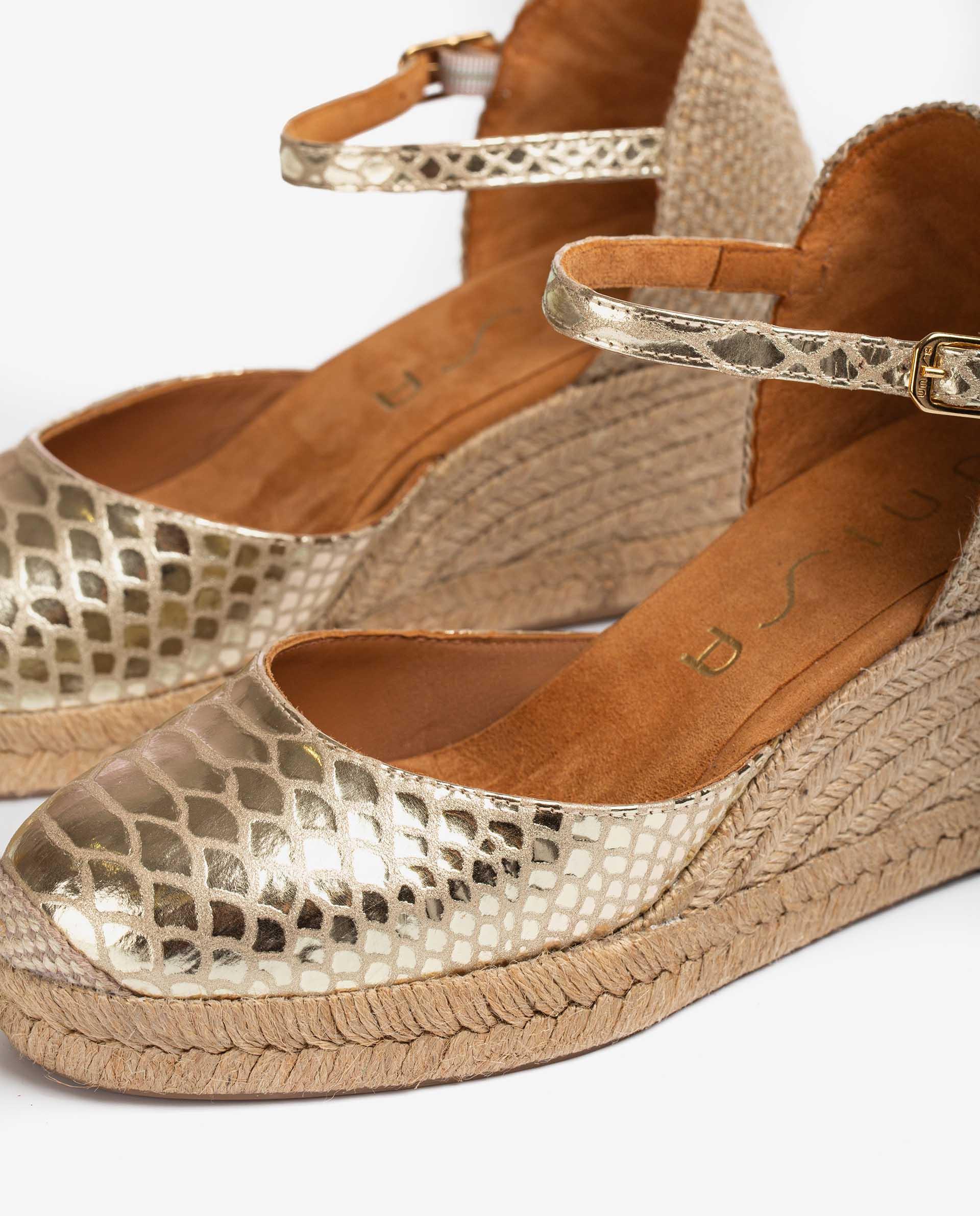 UNISA Metal effect snake print leather espadrilles CACERES_21_SNM 2
