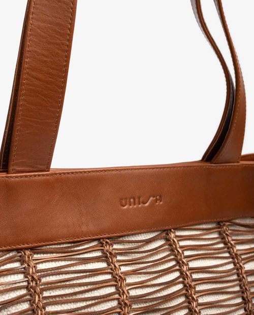 UNISA Large handbag made in fabric and leather ZNAELA_NT Bronce 2