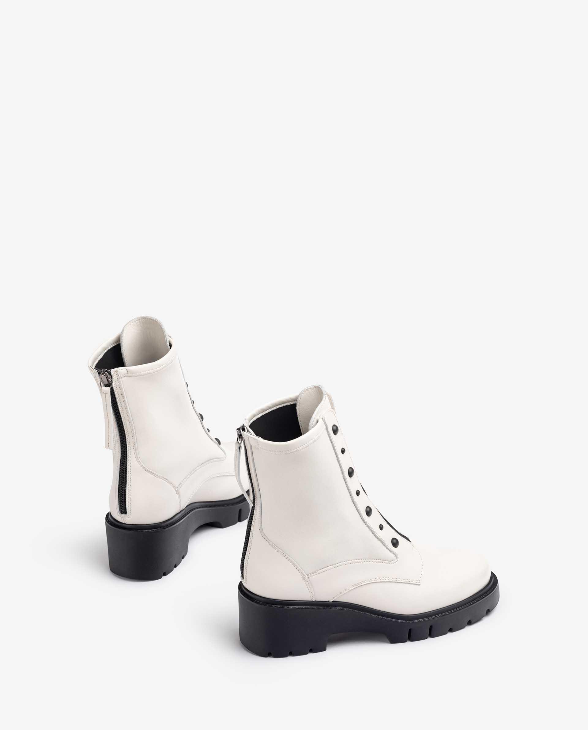 UNISA Biker style leather ankle boots with back zip JARBE_NF_STN 2