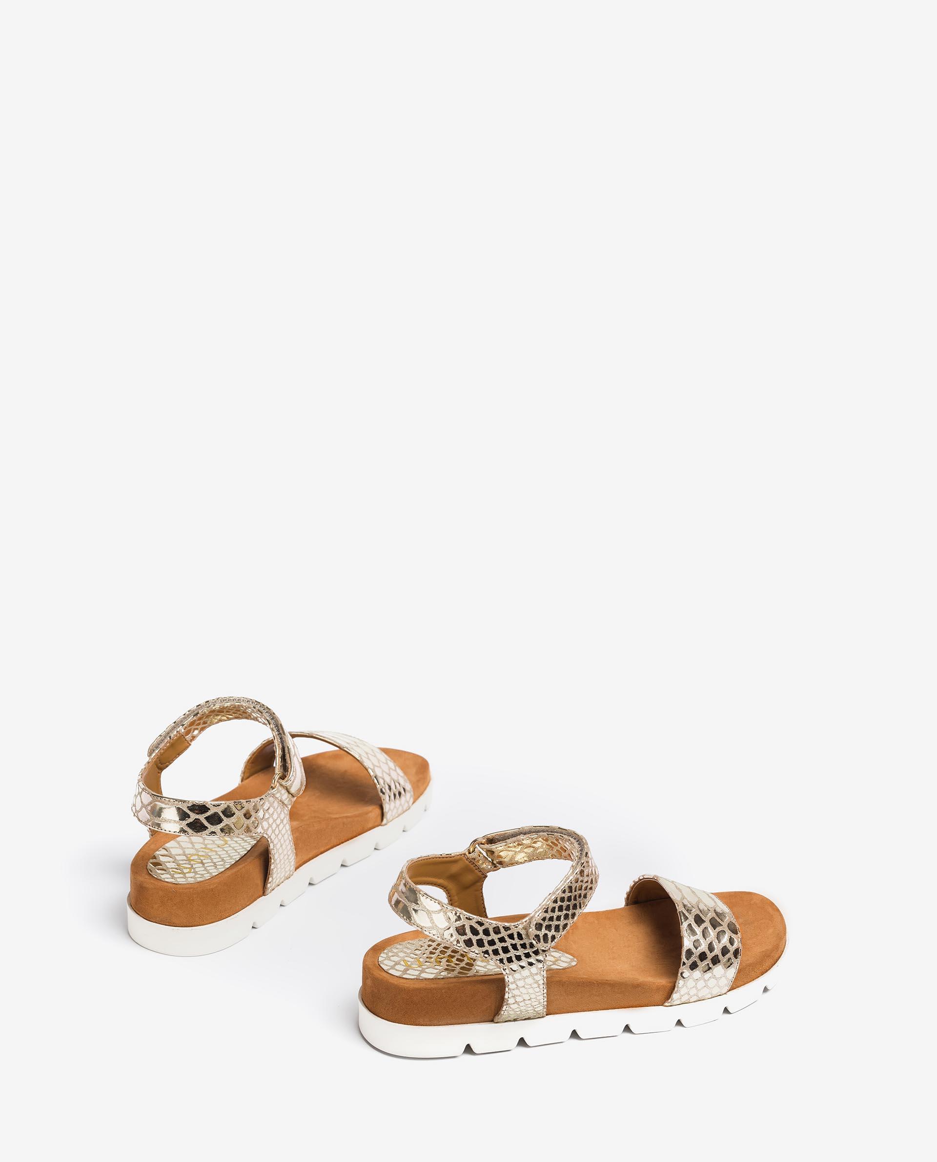 UNISA Snake effect leather sandals with hook and loop strap CEPEDA_SNM  2