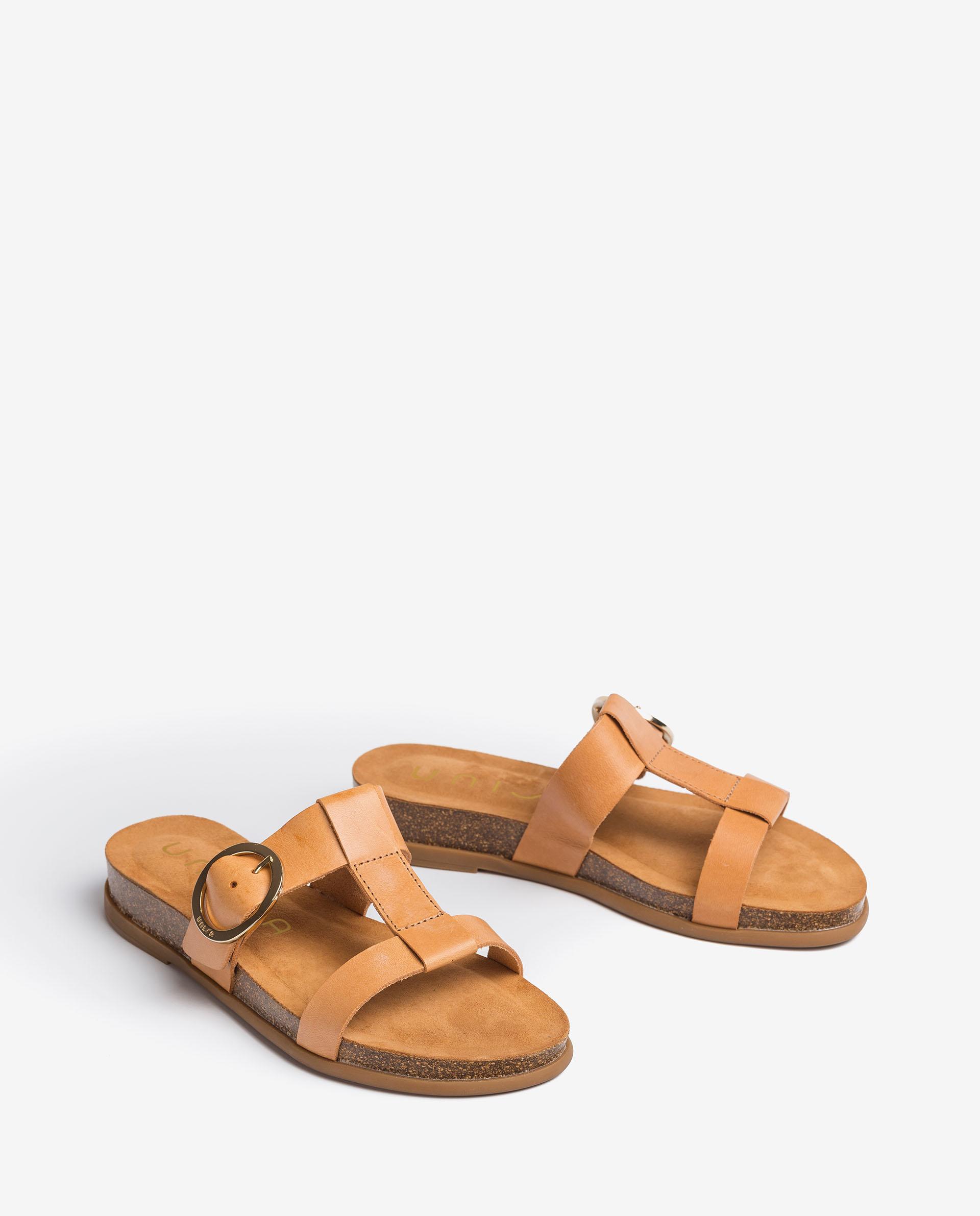 UNISA Buckle leather sandals with cork platform CIVETA_RAN 2