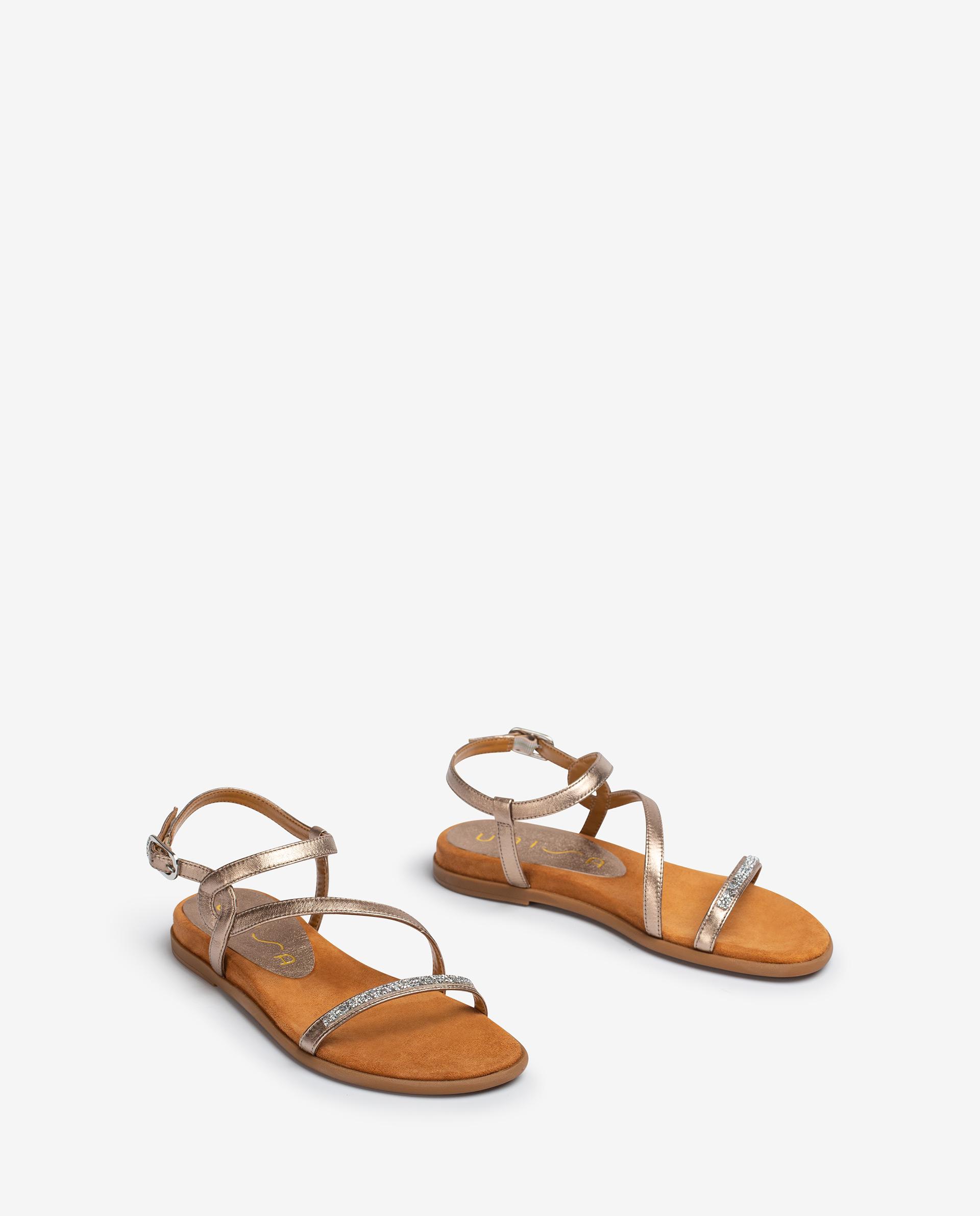 UNISA Metal effect leather sandals with Swarovski CLARIS_21_LMT 2