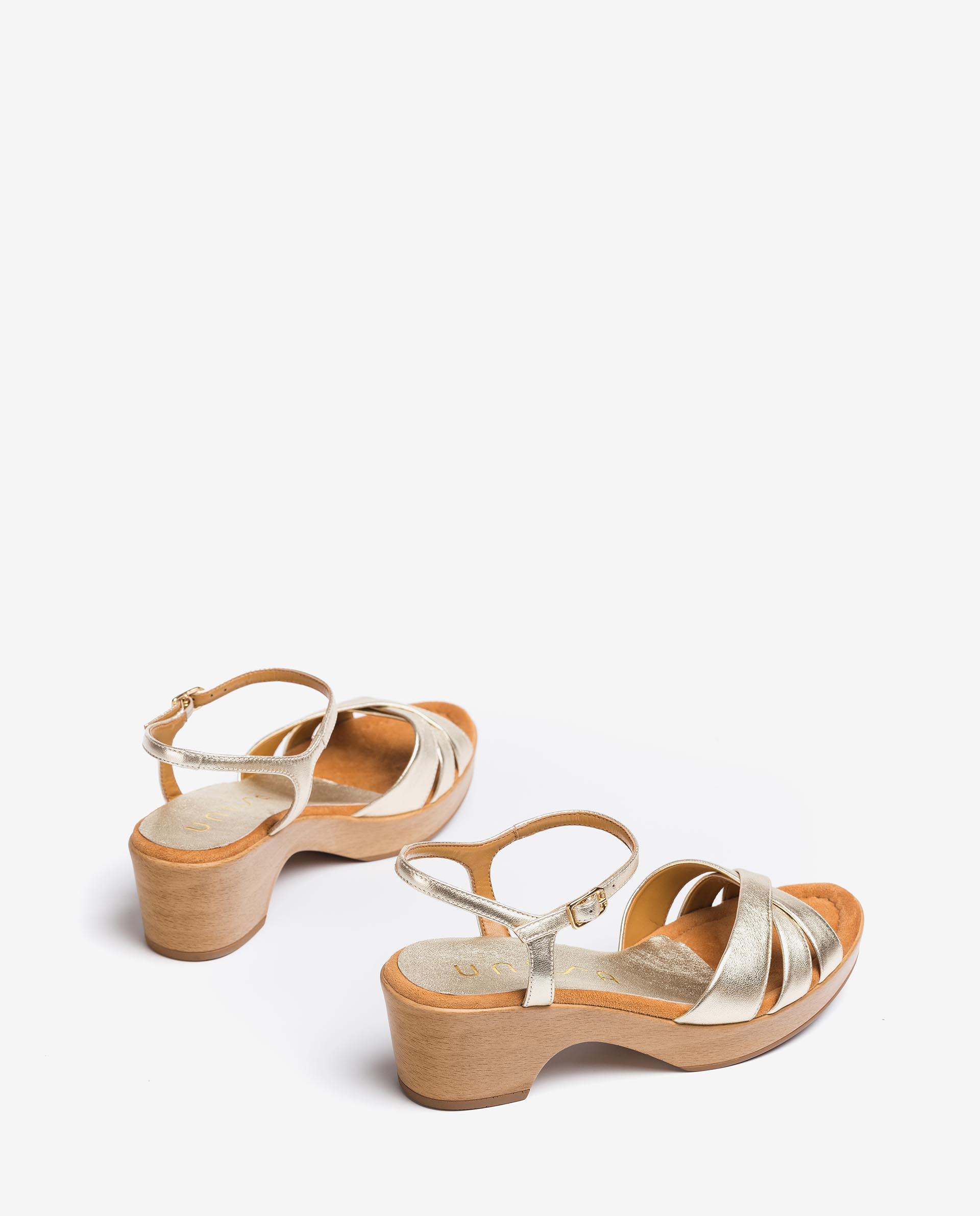 UNISA Metal effect leather strappy sandals INQUI_LMT 2