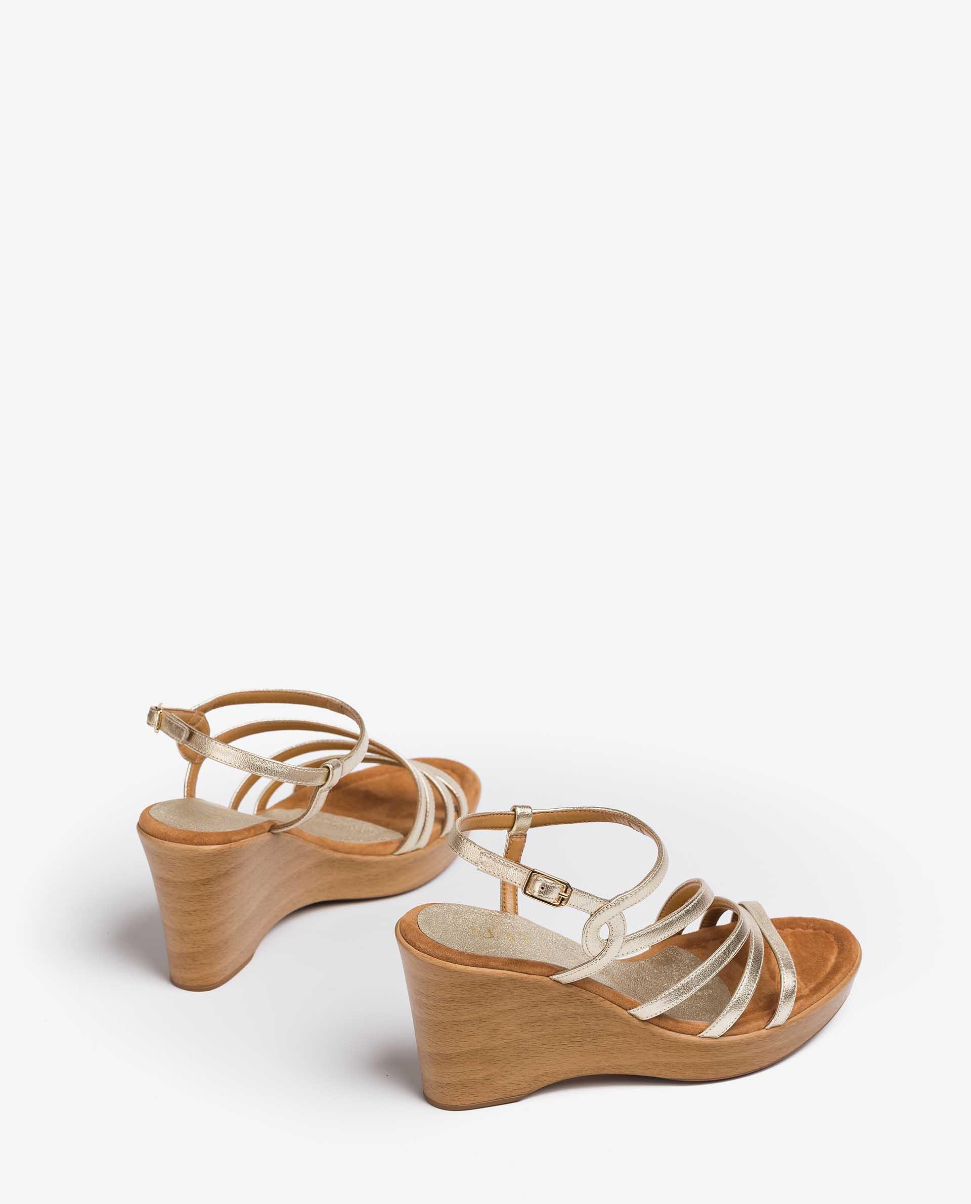 UNISA Metal effect leather sandals with instep-ankle strap RABAL_LMT 2