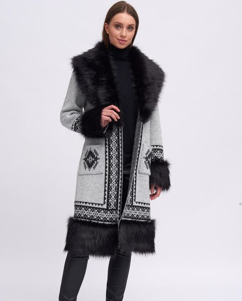 UNISA Long knitted coat R_POBO Bronce 2
