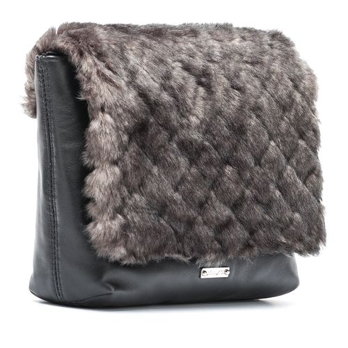 UNISA Shoulder bag gray fur flap ZCOPES_NT_RR black/grey 2