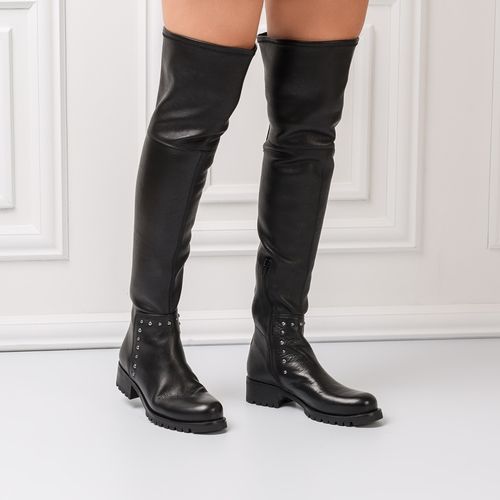 UNISA Studs embellished over-the-knee stretch material boot  ITAI_SUA_STR black 2