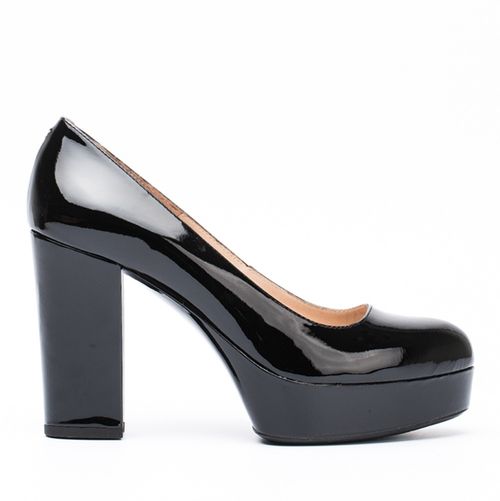 heeled pumps Robine Patent black winter woman