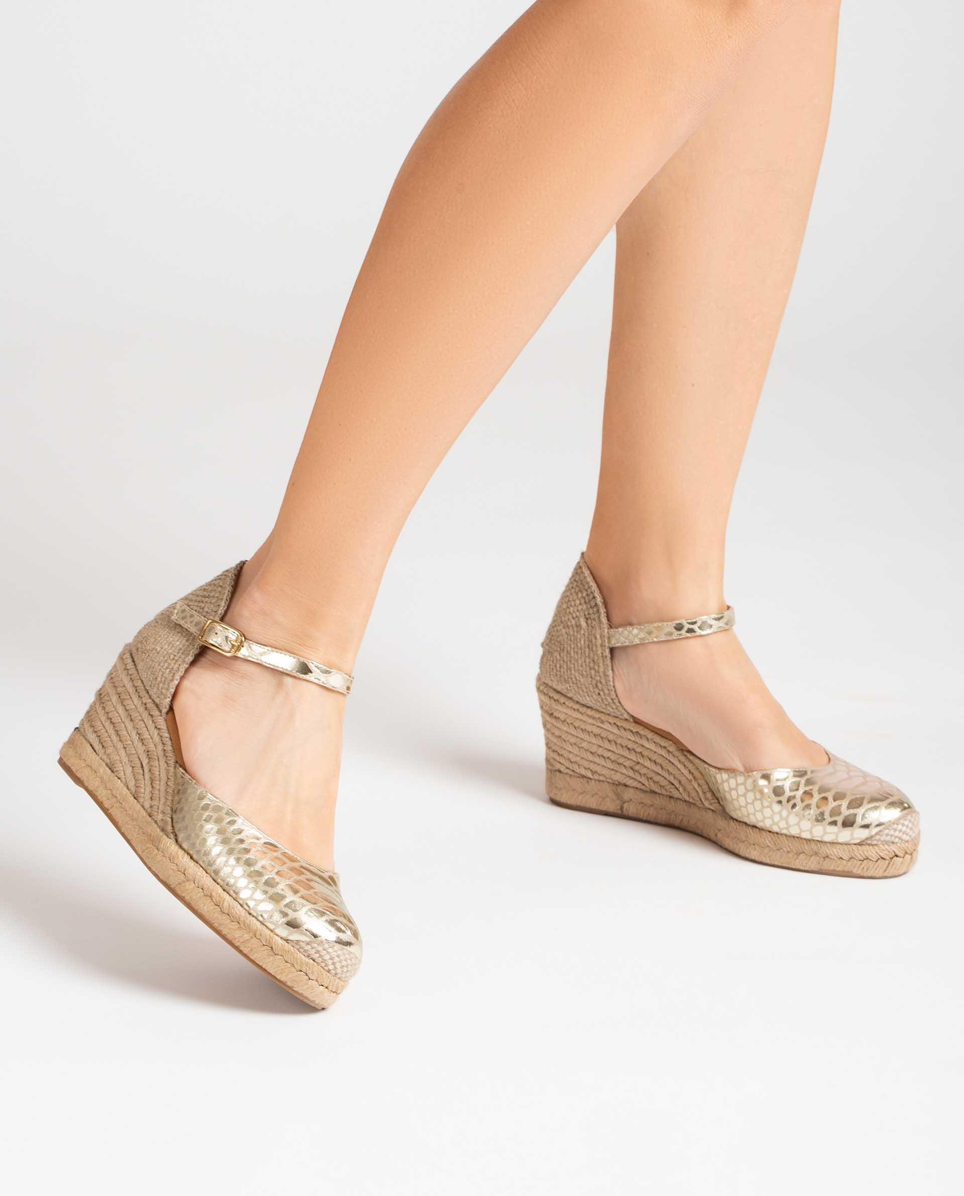 UNISA Metal effect snake print leather espadrilles CACERES_21_SNM 2