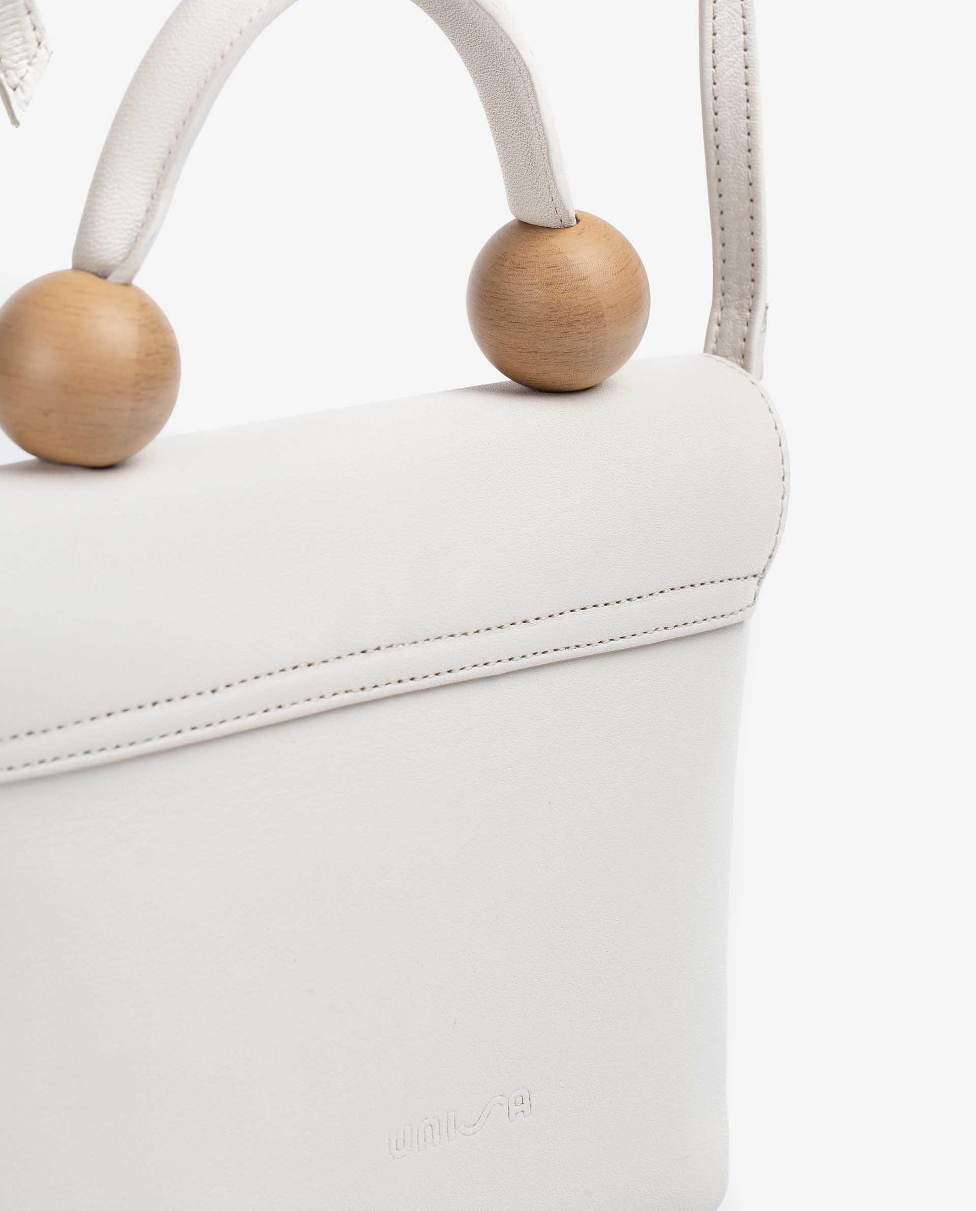 UNISA Leather handbag with wood effect ornament ZGILES_NT 2