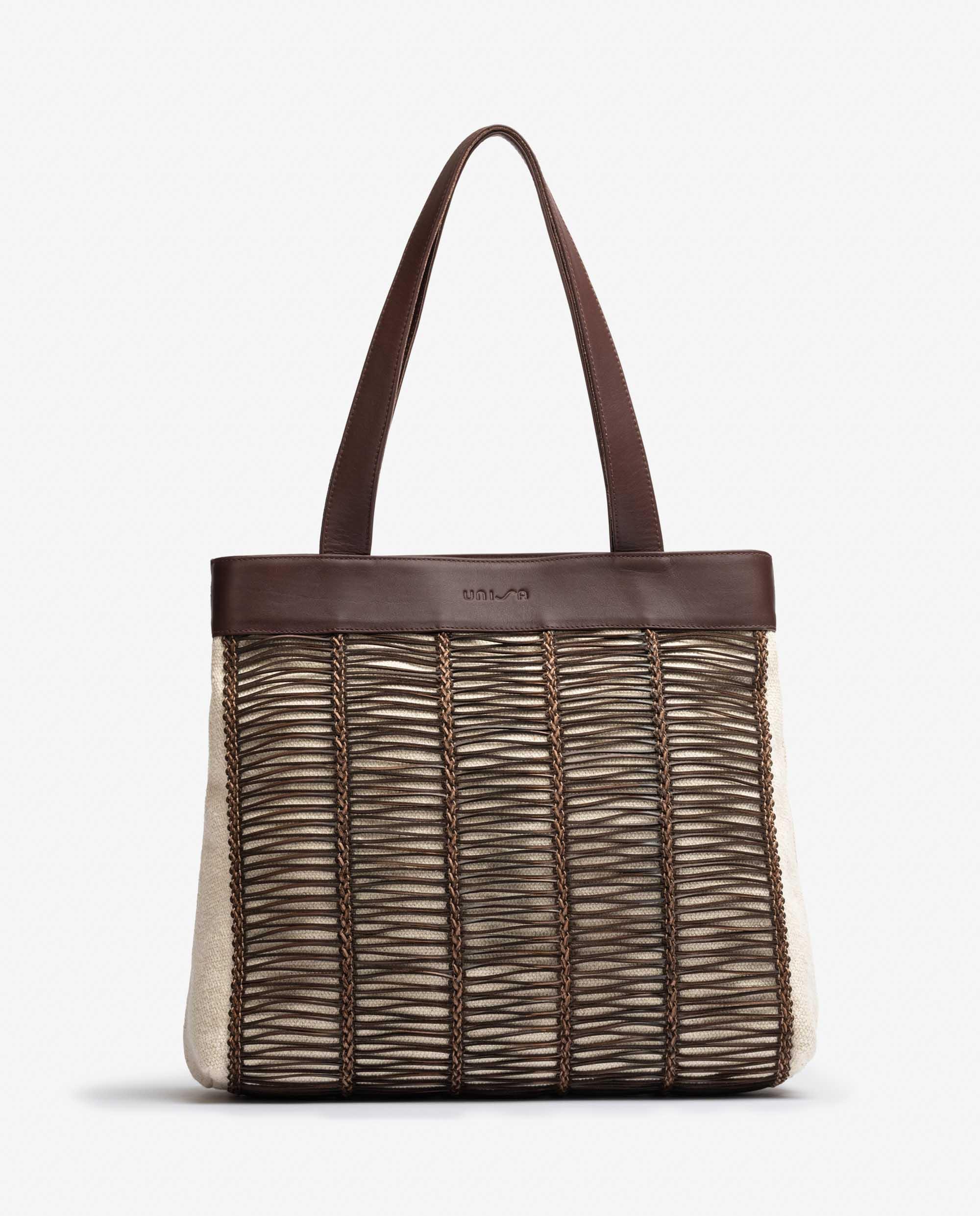 UNISA Large handbag made in fabric and leather ZNAELA_NT Bronce 2