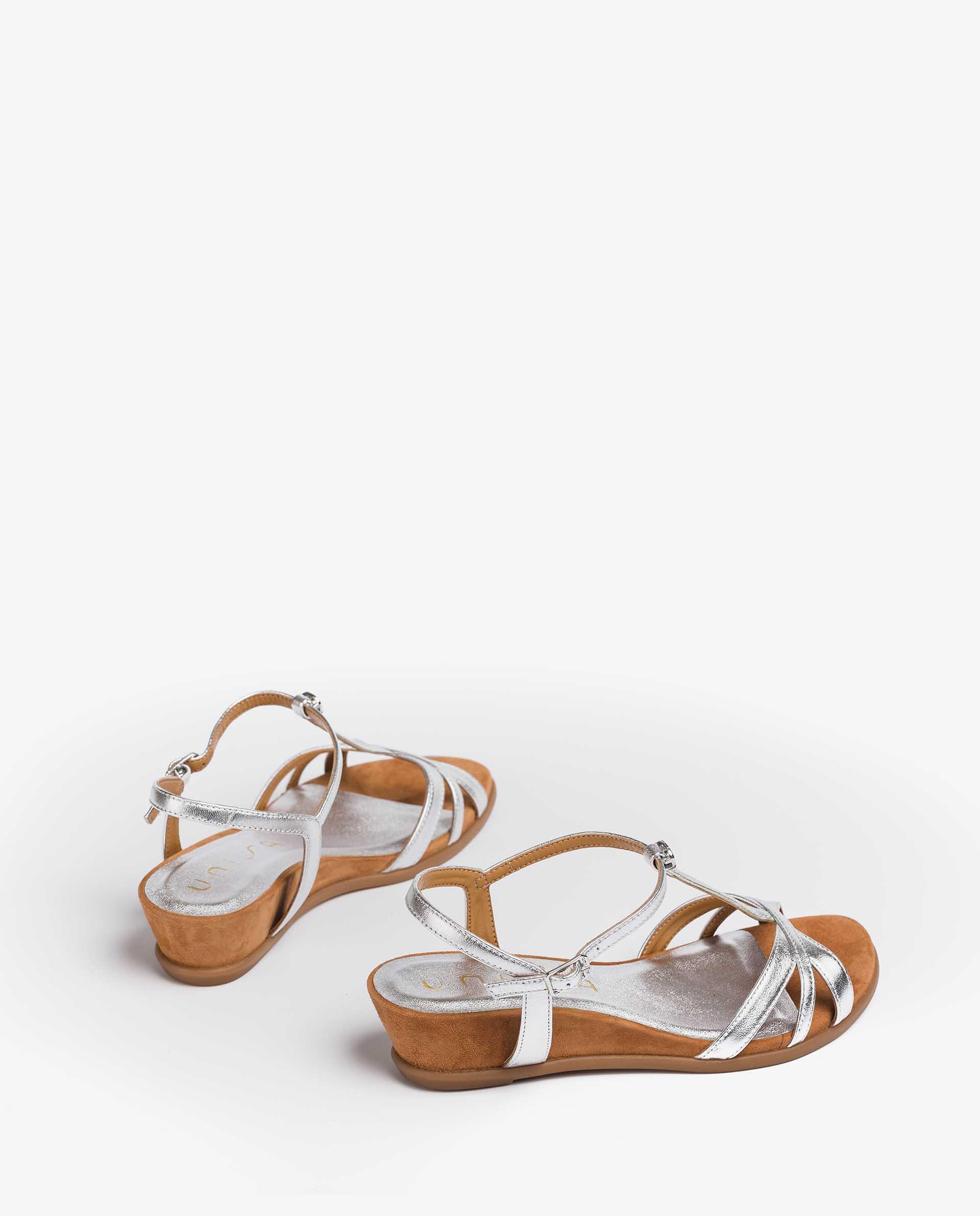 UNISA T-strap sandals with metal effect leather straps BINAR_21_LMT 2