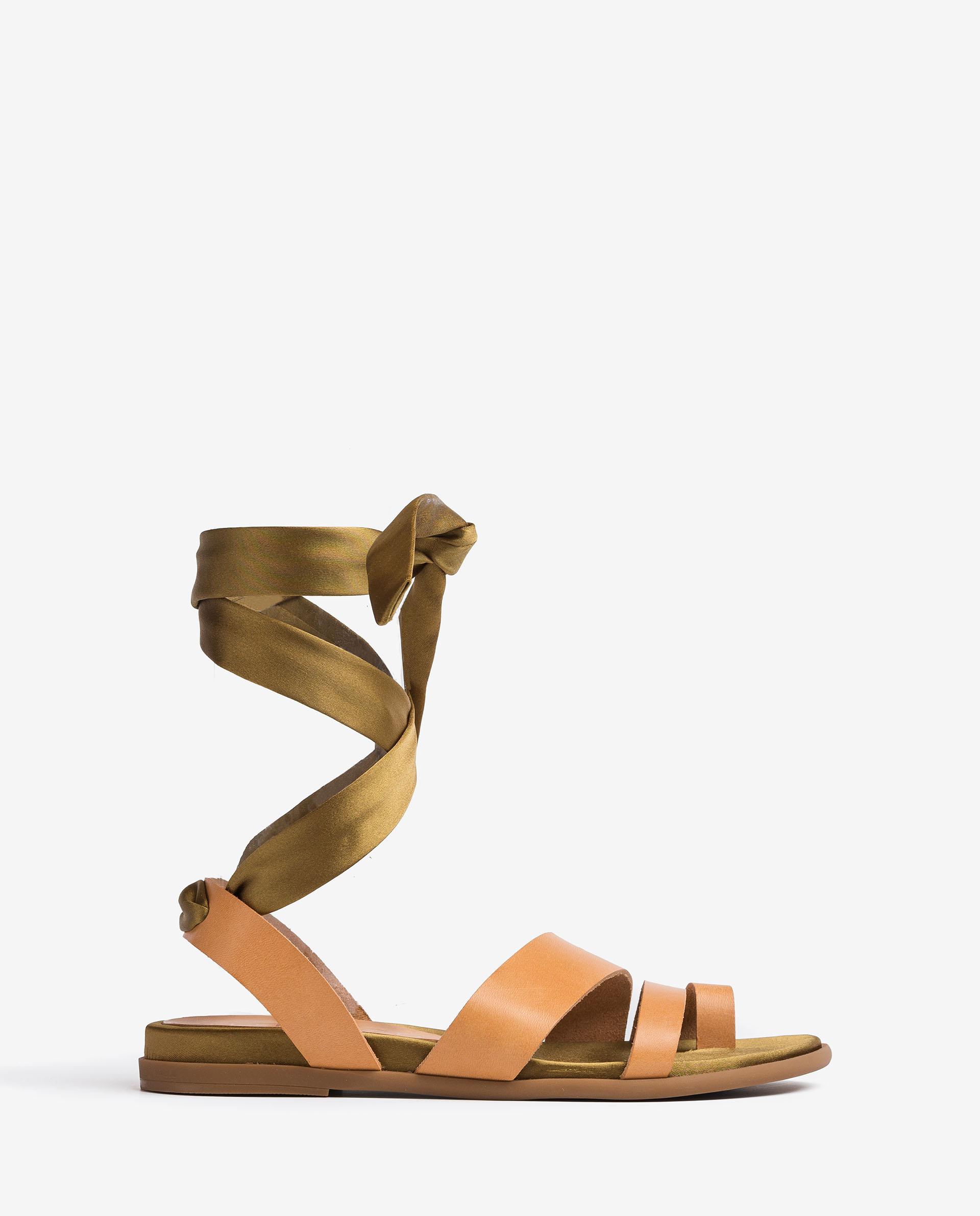 UNISA Flat sandals with ankle lacing knot CARAVI_RAN 2