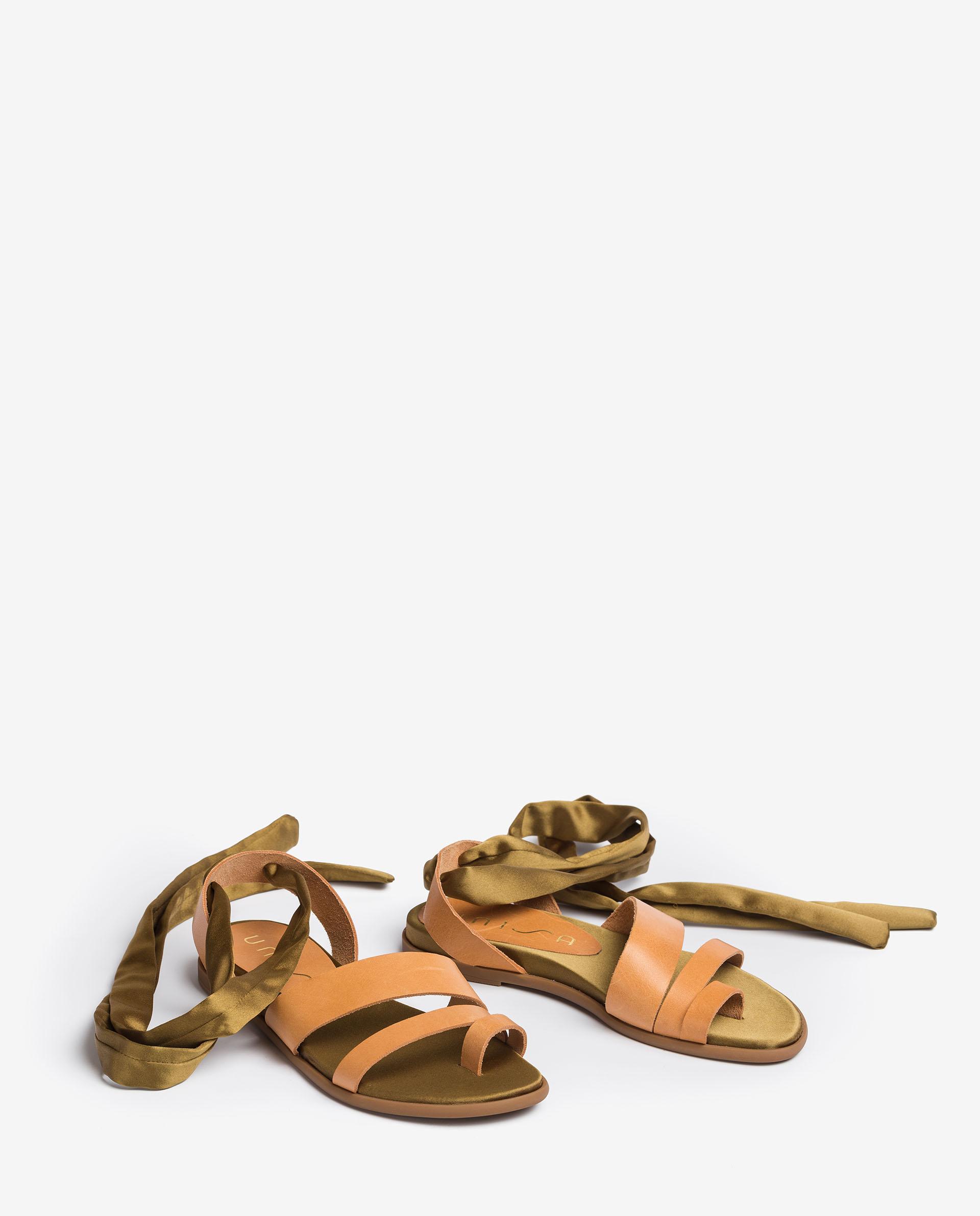 UNISA Flat sandals with ankle lacing knot CARAVI_RAN 2