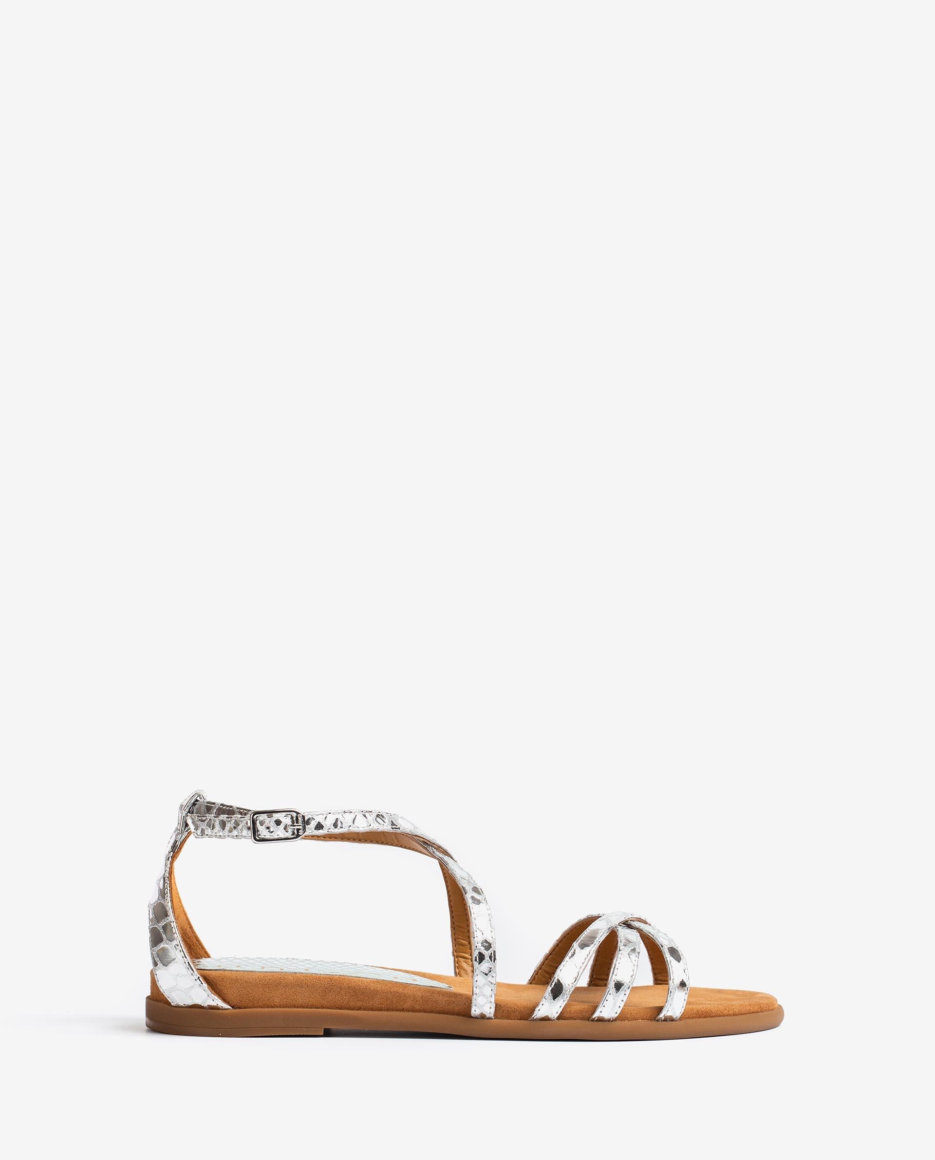 UNISA Snake effect leather flat sandals CARCER_SNM 2