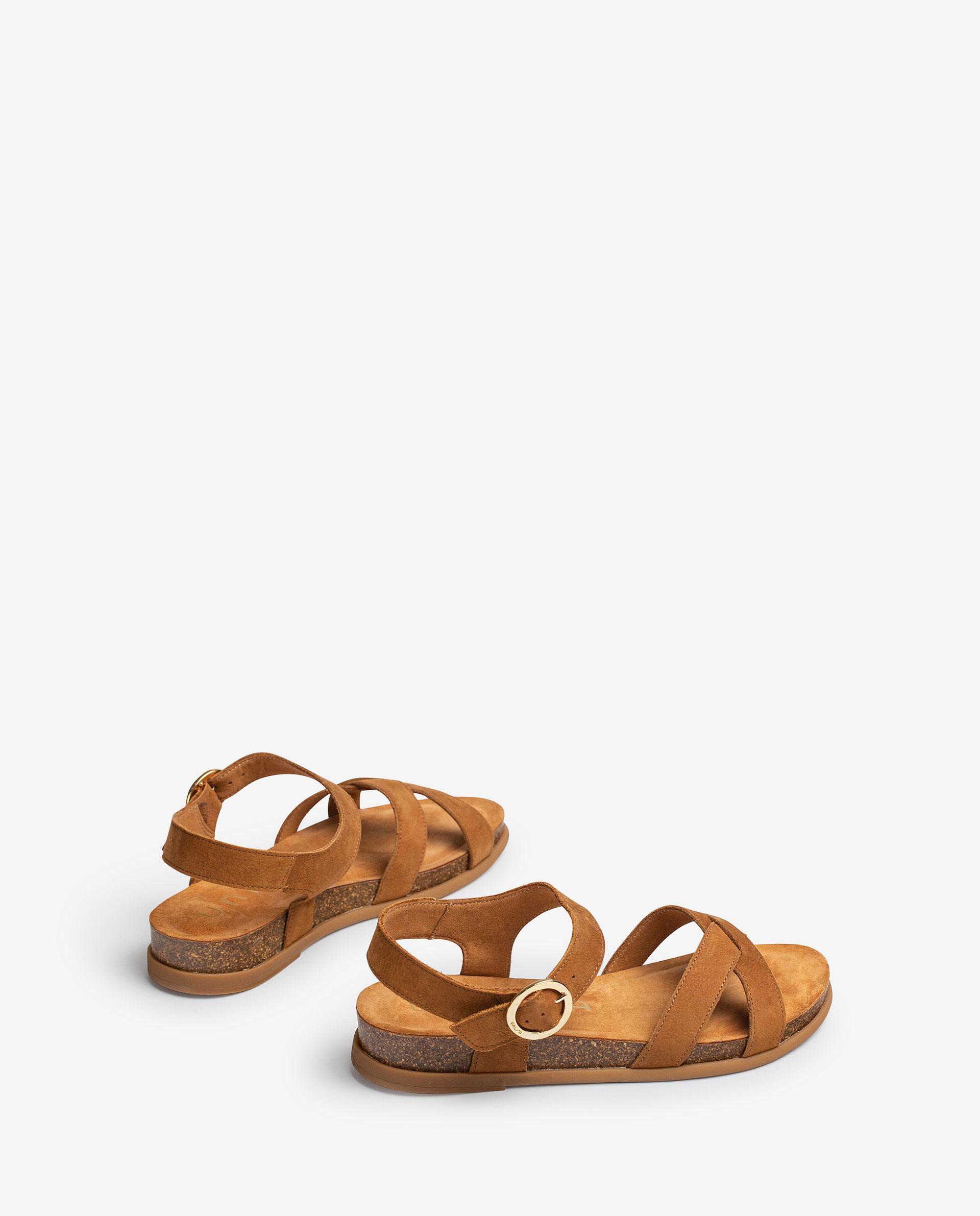 UNISA Flat leather sandals CINCEL_BLU 2