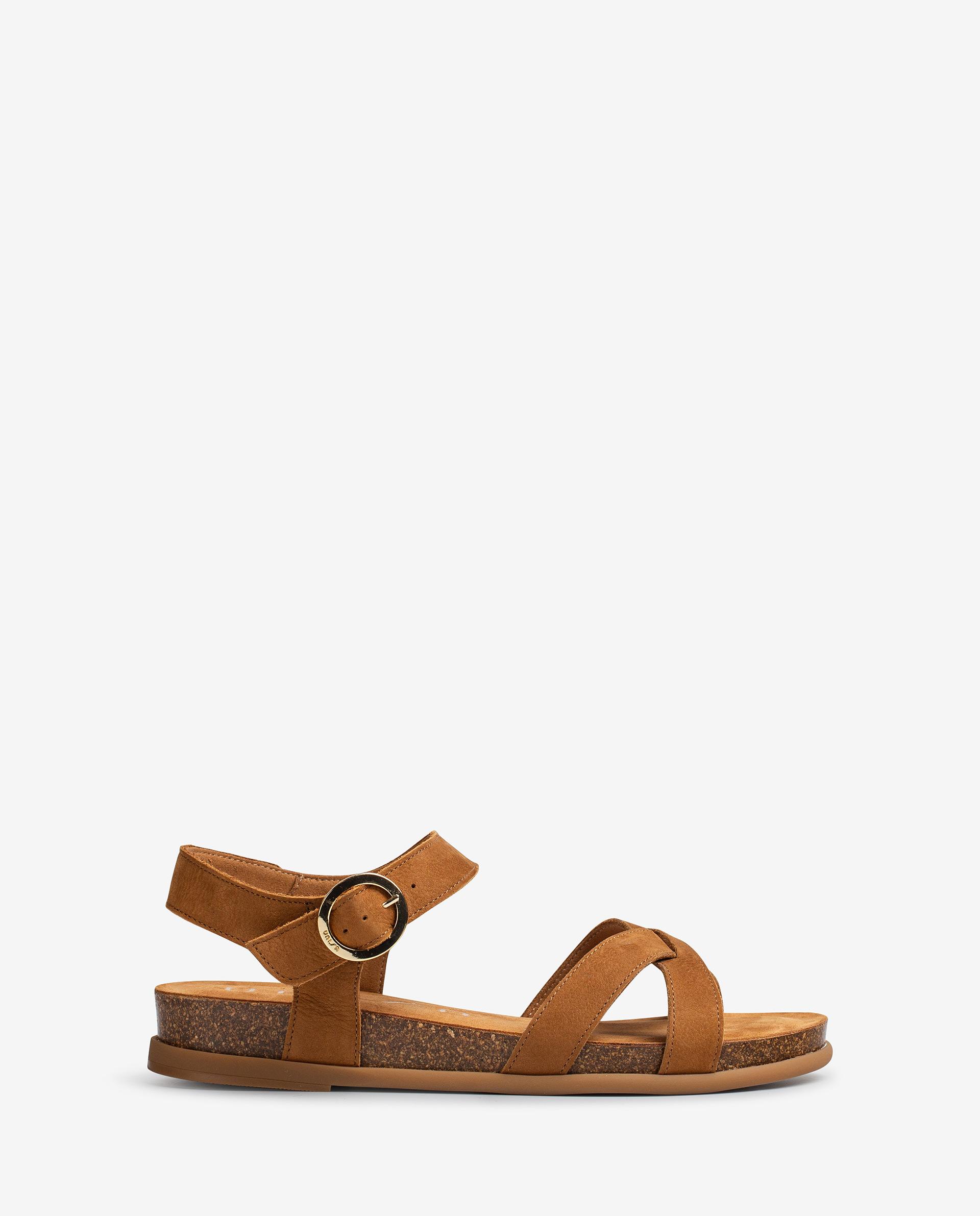 UNISA Flat leather sandals CINCEL_BLU 2