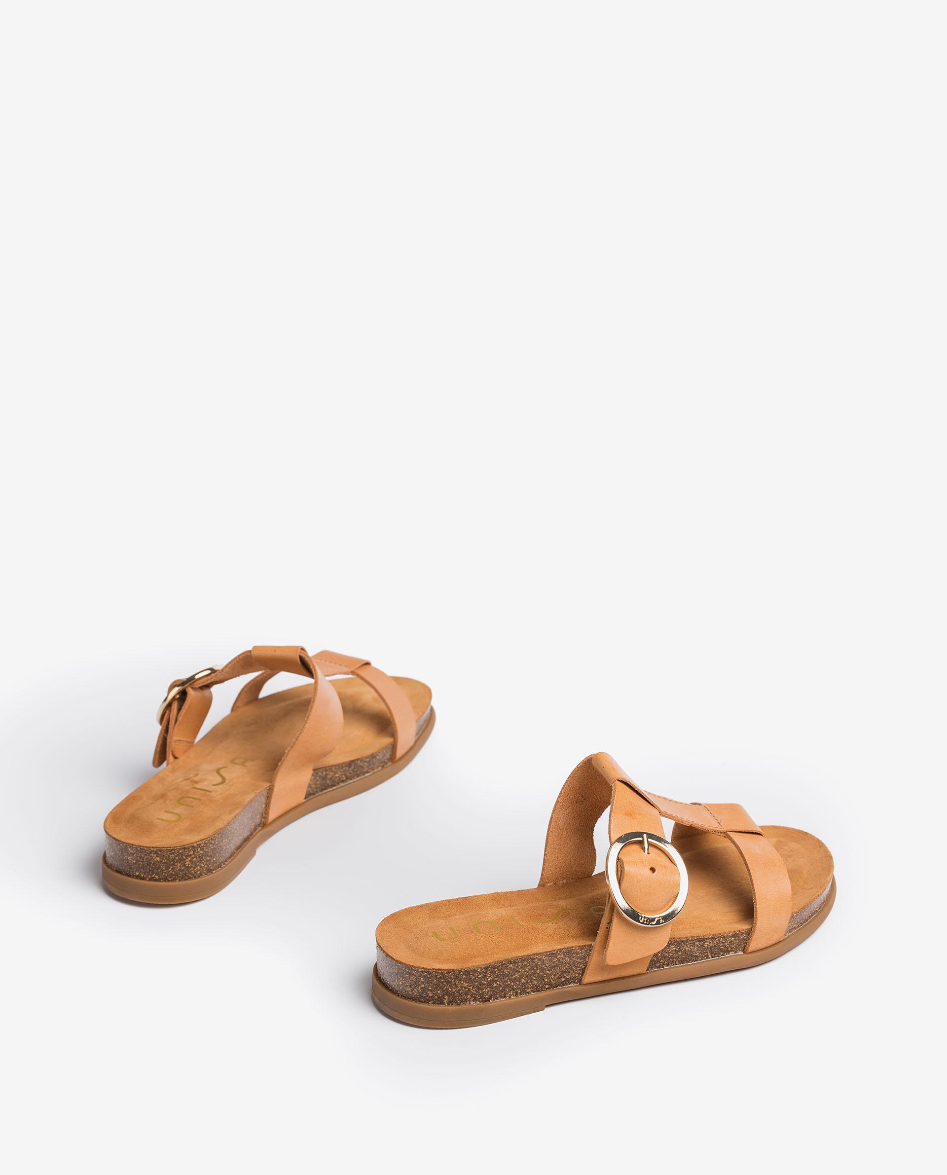 UNISA Buckle leather sandals with cork platform CIVETA_RAN 2