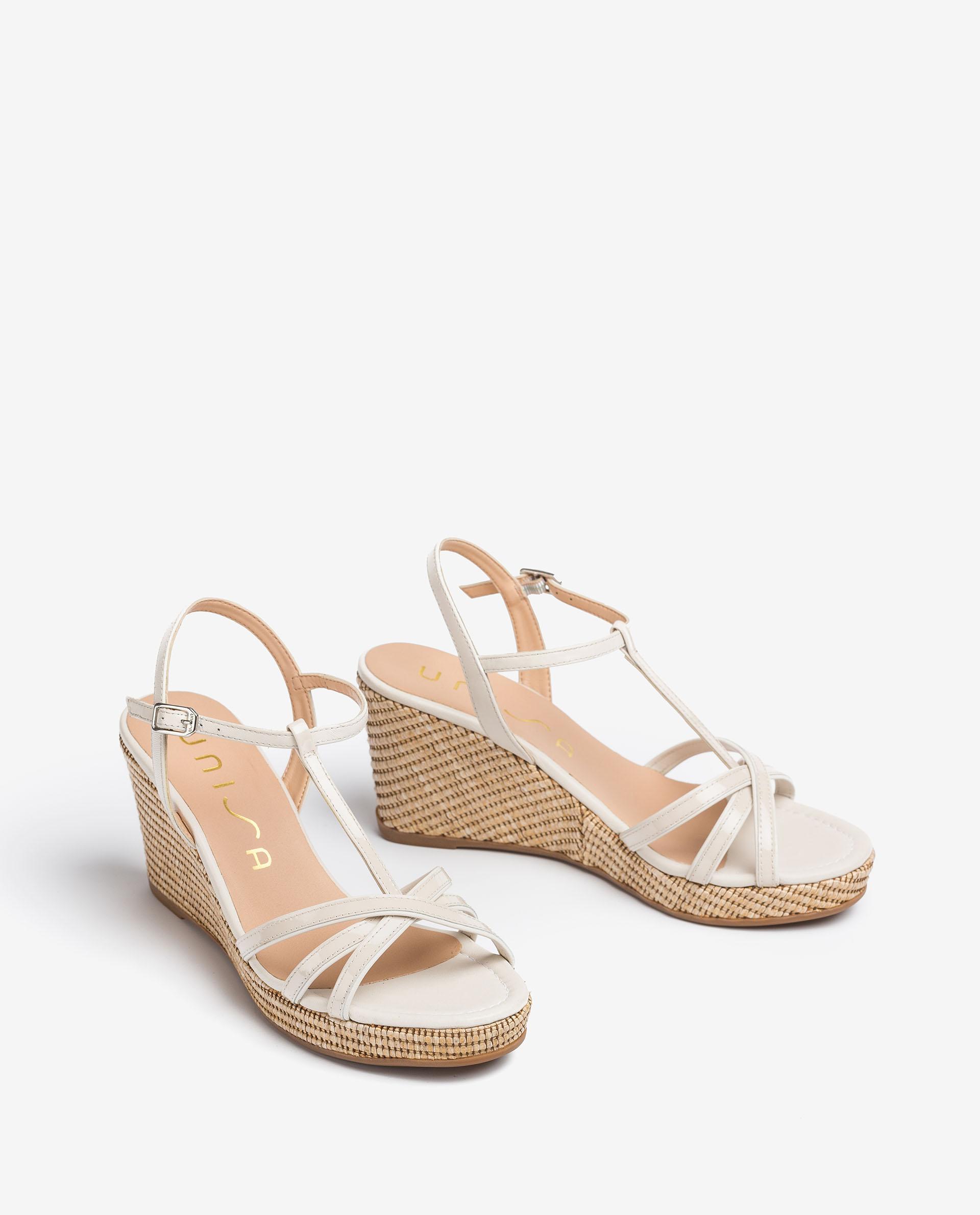 UNISA Wedge patent leather T-strap sandals LLINAR_21_PA_NA 2