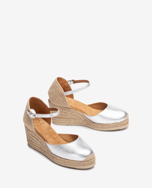 UNISA D'Orsay espadrille made in metallic effect leather CACERES_24_LMT Bronce 2