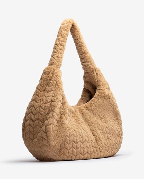 UNISA Large fur fabric handbag ZLETI_F23_SKE Bronce 2