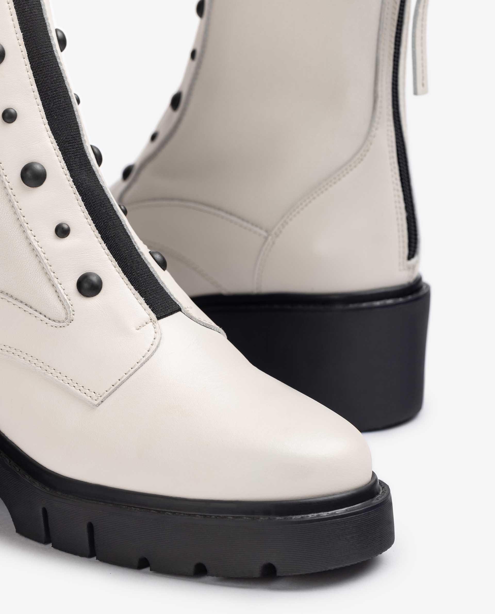 UNISA Biker style leather ankle boots with back zip JARBE_NF_STN 2
