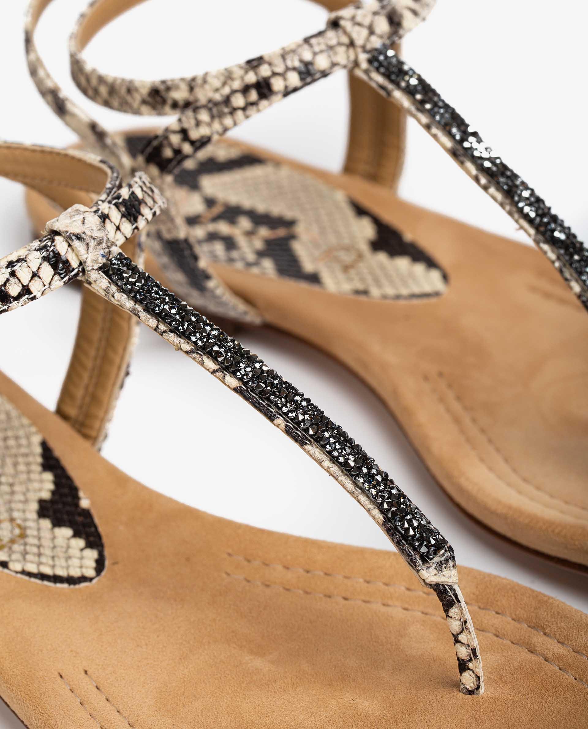 UNISA Flat Swarovski and snake effect leather thong sandals CHARLE_21_VIP 2