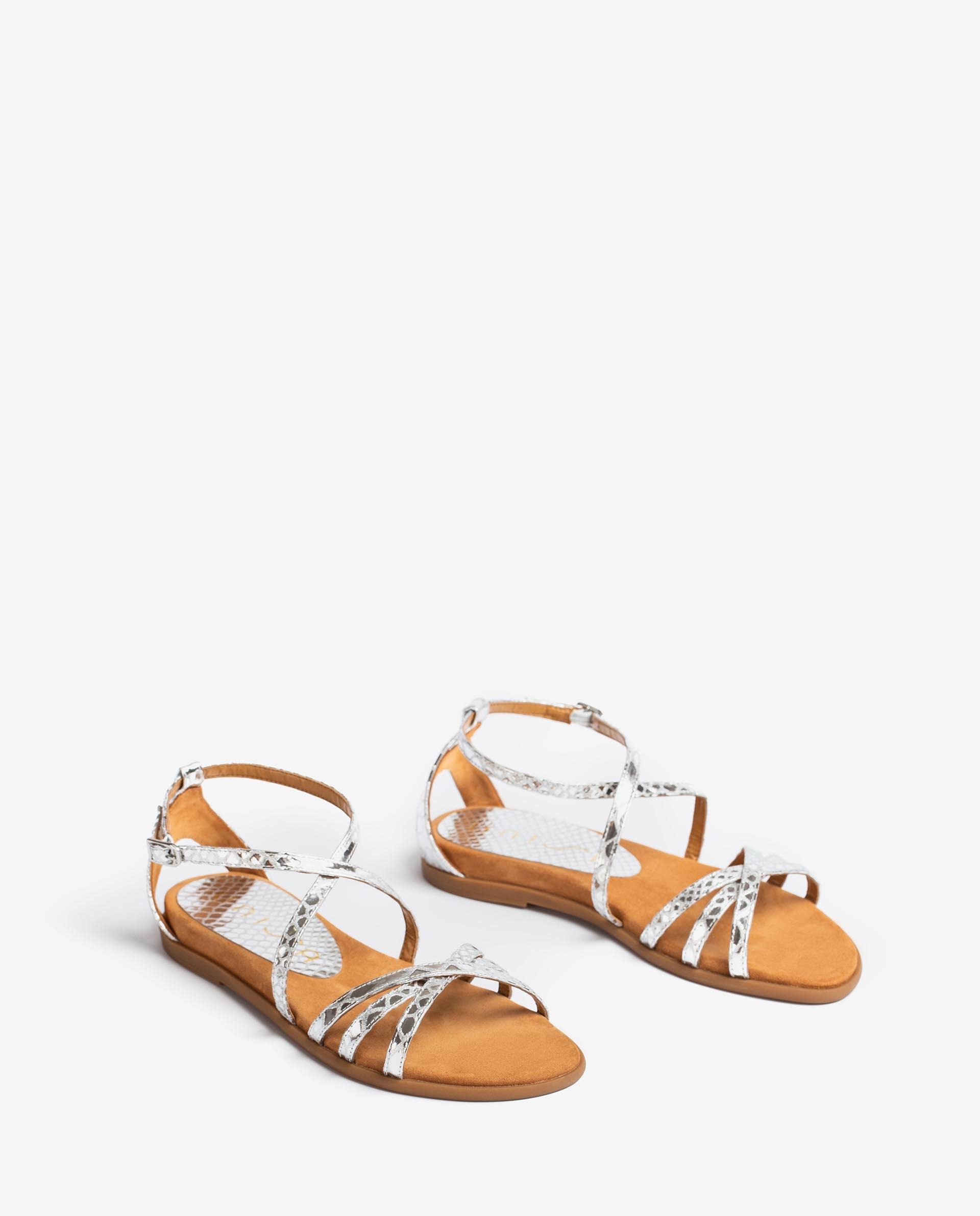 UNISA Snake effect leather flat sandals CARCER_SNM 2