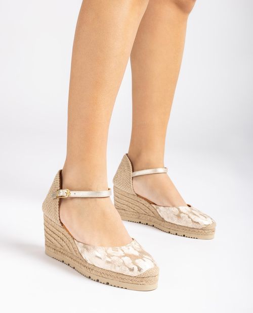 UNISA D'Orsay espadrille made in printed leather CACERES_24_BLL Bronce 2