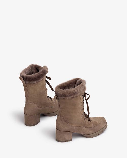 UNISA Medium heel lace-up kid suede ankle boots JIPI_F22_BS Bronce 2