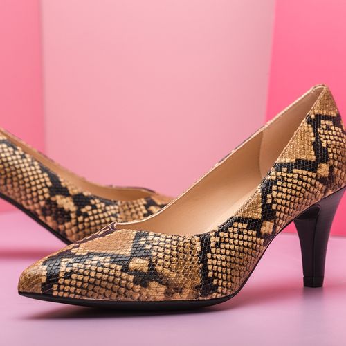 UNISA Snake effect leather pumps with wood effect heels KEALA_VP ginger 2
