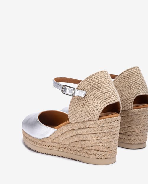 UNISA D'Orsay espadrille made in metallic effect leather CACERES_24_LMT Bronce 2
