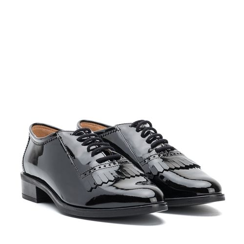 UNISA Fringed embellished patent leather brogue shoe BARNET_PA black 2