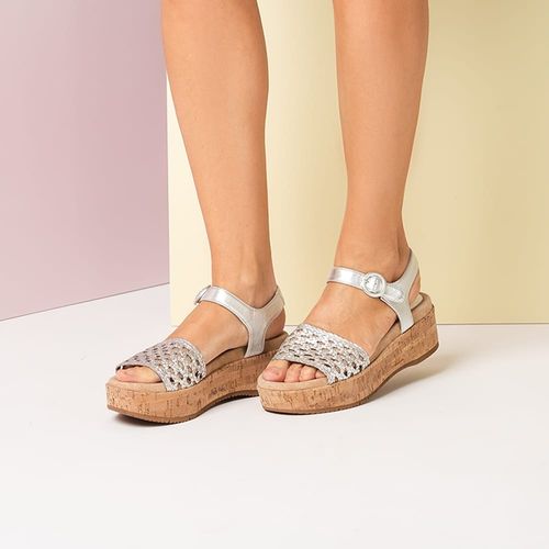 Zapatos Sandalias de mujer con cuña Balcon 18 Lmt plateadas SS18 Unisa