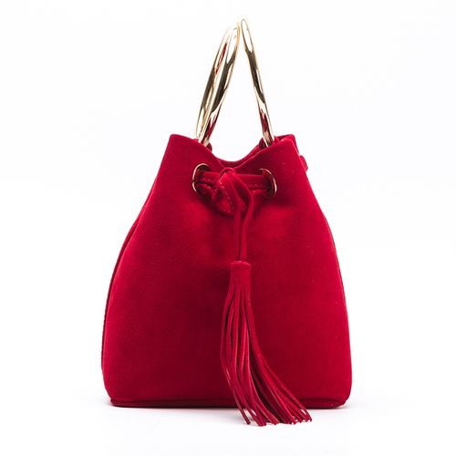 UNISA Bucket bag, rood, metal handvat ZBIMBA_KS chili 4