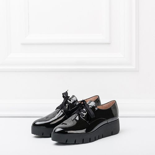 UNISA Blucher shoes, zwart lakleer CALER_F18_PA black 4