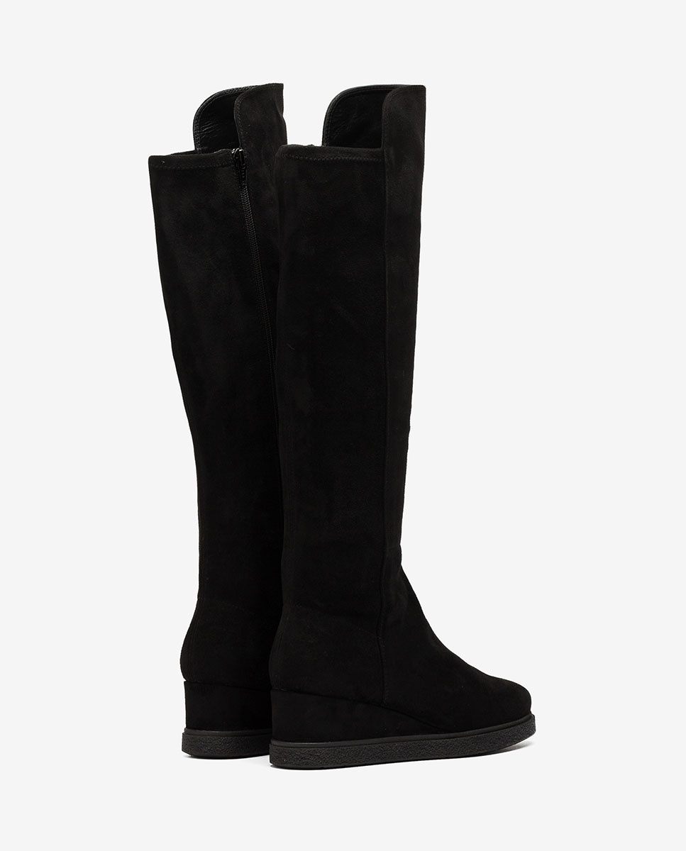 Black elastic wedge boots JEACON_ST 