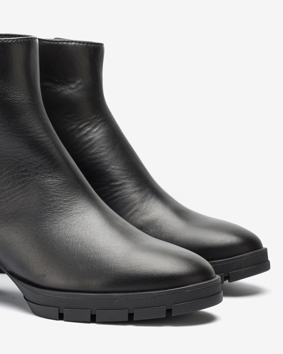 black heeled work boots