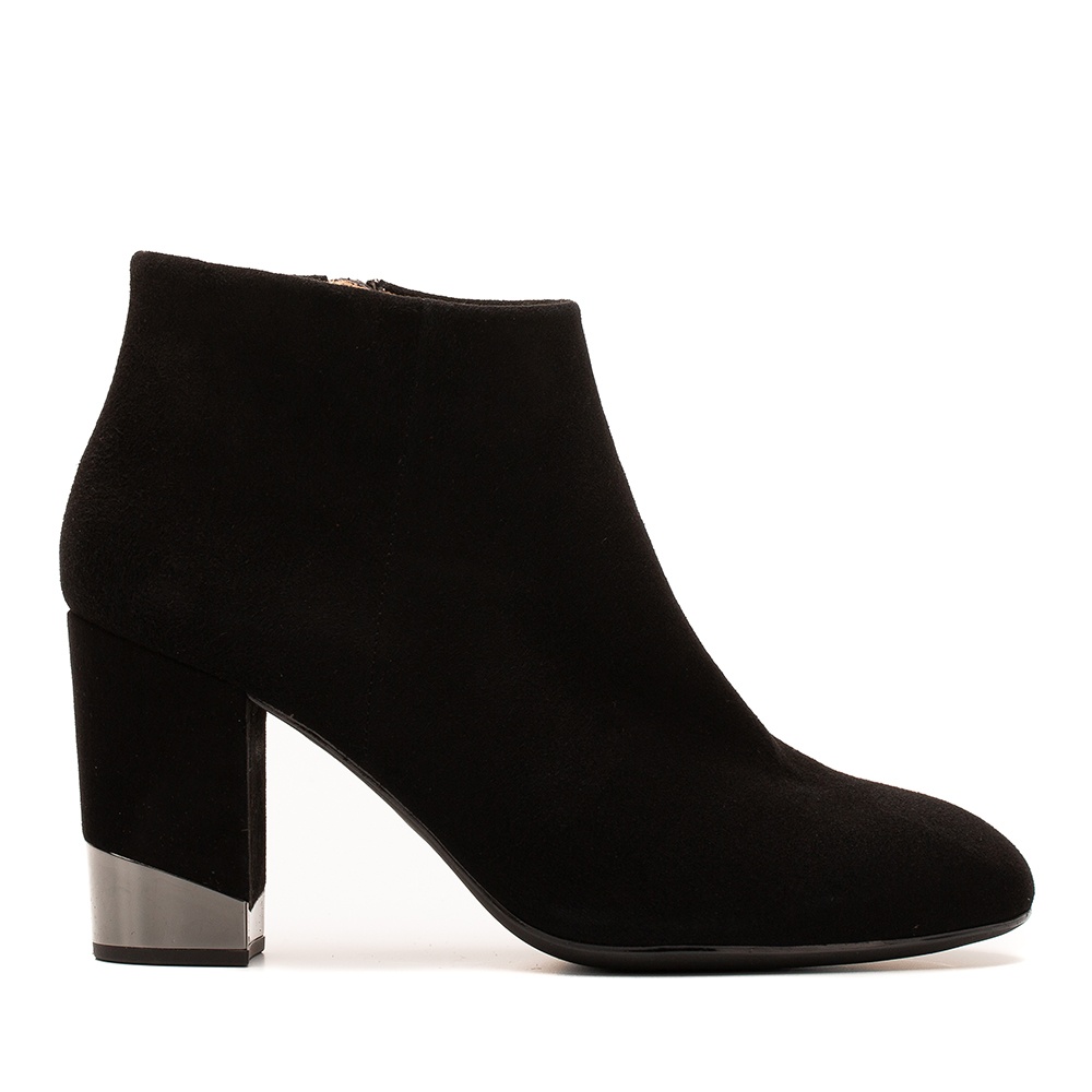black suede booties high heel