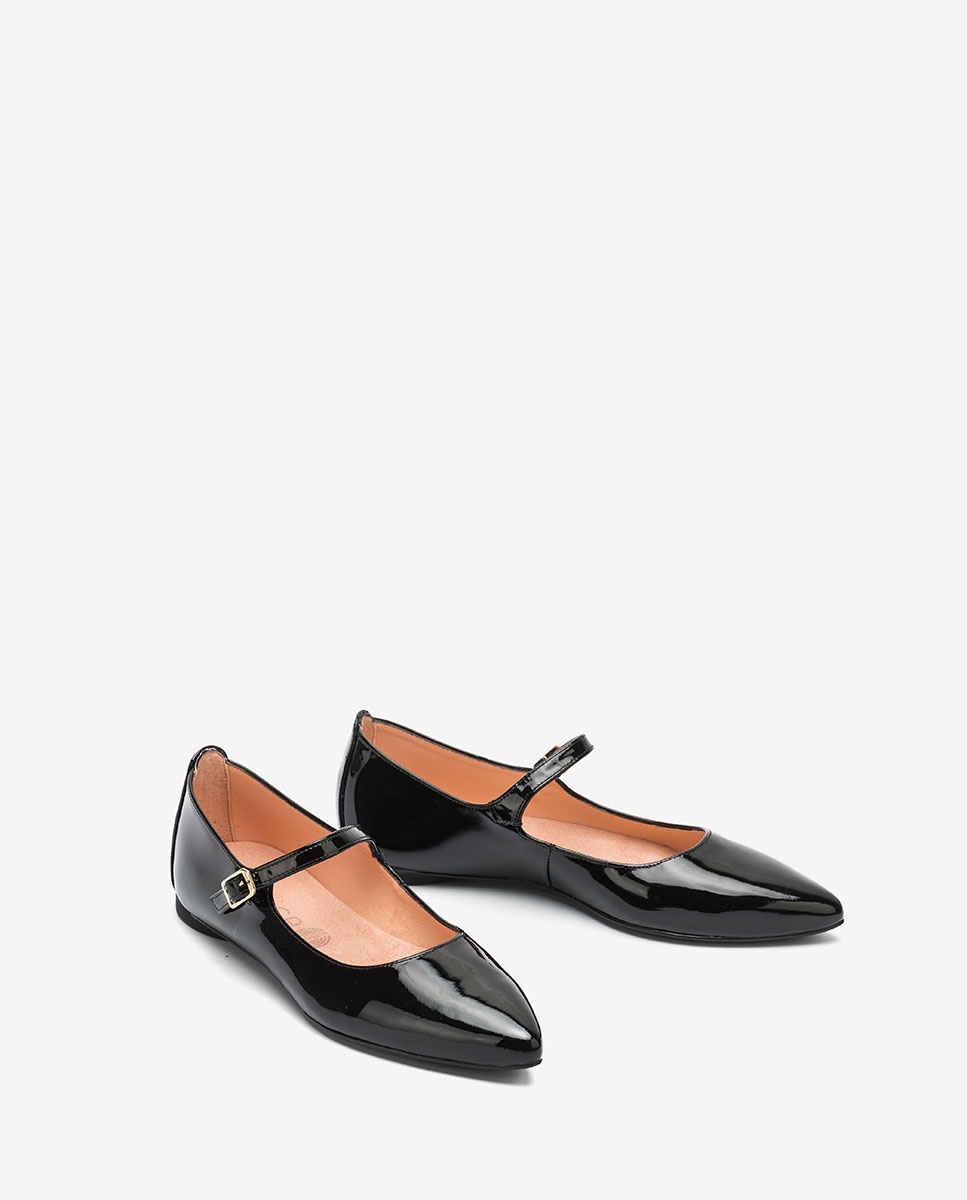 flat black patent leather shoes