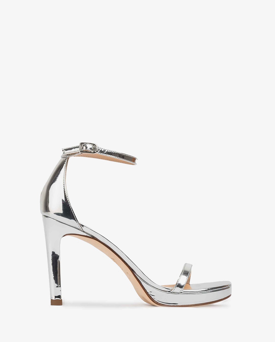 silver strap heels