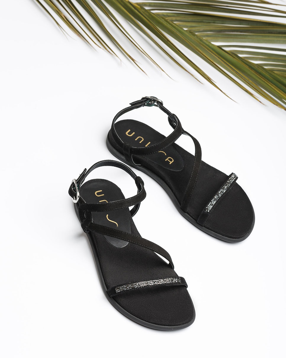 flat black slip on sandals