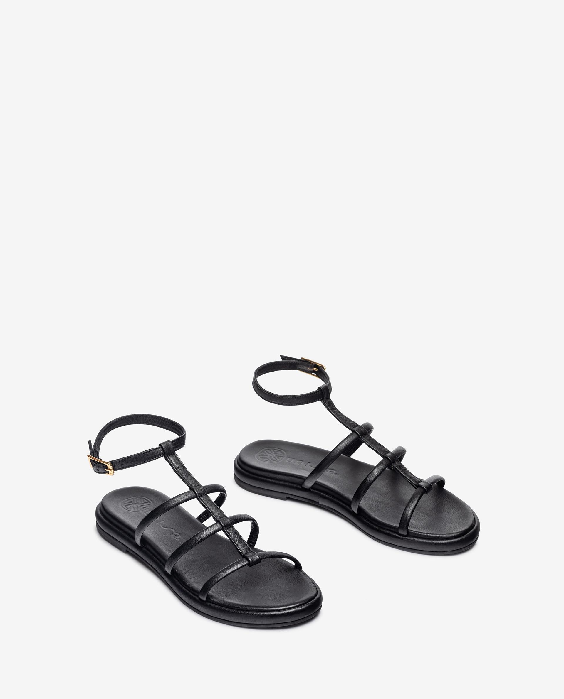 Flat leather toe-post sandal CLISA_GRA | Unisa®